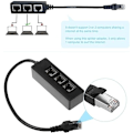 Miniatyrbilde 2 av 5: Splitterkabel, RJ45 hann til 3 hunn RJ45 nettverks-LAN-forlengelseskabel Ada