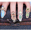 Miniatyrbillede 5 af 5: Dame Mode Bowknot Negl Ring Charm Krone Blomst Krystal Finger Negl Ringe