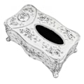 Pikkukuva 1 / 5: Kudoksen kotelo 3D-ruusun kuviolla, elegantti muotoilu, hammastikkupaikka, perheelle, toimistolle, juhliin, hopeavalkoinen