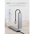 Pikkukuva 2 / 5: USB C -keskitin, USB C -sovitin MacBookille, 6-in-1 USB Type-C - HDMI 4K -moniporttikeskitin, yhteensopiva Type-C -kannettavien, kuten MacBook Pron, Dell XPS:n ja Chromebookin kanssa