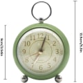 Miniatyrbillede 5 af 5: (Grøn) Retro Analog Alarmur - Dobbelt Ur - Ingen Tikkende Klokke