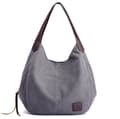 Fashion Dam Multi-pocket Bomull Canvas Handväskor Axelväskor Tote Väskor