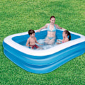Miniatyrbild 1 av 2: Deluxe blå rektangulär uppblåsbar pool