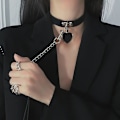 Miniatyrbillede 2 af 5: Choker Punk Hauling Chain PU Læder Krave Metal Ring Gothic Nec