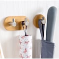 Miniatyrbild 1 av 4: Bambubadhanddukar, Träväggmonterad Kapphängare, Självhäftande Dörrhängare, Handdukskrokar, för Badrum Kökskontor (2-pack)