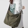 Miniatyrbild 2 av 2: Kvinnors Canvas Crossbody Väska Stor Kapacitet Messenger Väska Casual Axelväska Resväska Shoppingväska，Grön