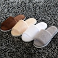 Miniatyrbild 4 av 4: Dam Fleece Varma Tofflor Hotell Gäst Flip Flops Inomhus H