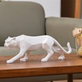 Miniatyrbillede 5 af 5: Leopard Skulptur Moderne Leopard Statue Geometrisk Dyr Resin Ornament Stue Dekoration Hjem Soveværelse Bibliotek. Sort version.