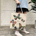 Miniatyrbillede 1 af 3: XL sommerfugl Canvas Tote Bag Klassisk Casual Dame Shopping Skuldertaske, 1 stk