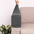 Miniatyrbilde 3 av 3: Pakke med sofaarmlene-beskyttere for lenestoler og sofaer - Sklisikre, premium, elastiske og strekkbare trekk (Mørk grå)