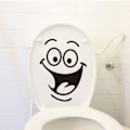 Pikkukuva 2 / 3: WC-istuimen tarra 2 kpl, Piirretty WC-tarra, Hauska WC-tarra, WC-istuimen tarra, Hymyilevä kasvo WC-tarrat, Kylpyhuoneen oven istuin, PVC, Irrotettava