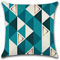 Miniatyrbilde 5 av 5: 4 stk putetrekk 45 x 45 cm, kvadratisk dekorativ putevar trekk sofa putetrekk blå trekant trykt geometrisk mønster bomull lin hjem dekorasjon