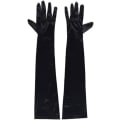 Miniatyrbillede 4 af 5: Lange sorte satin fingerhandsker til damer - 54 cm