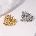 Miniatyrbilde 4 av 5: Justerbar Wrap Åpen Blad Ring for Kvinner Gull