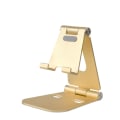 Miniatyrbilde 1 av 5: Justerbar sammenleggbar bærbar aluminiums skrivebordsdokk telefonholder, kompatibel for smarttelefoner (gull)