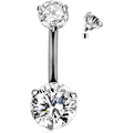 Miniatyrbilde 2 av 2: Solide titan navlepiercing 14G CZ navlepiercing 6mm 10