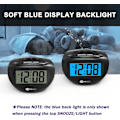 Miniatyrbild 4 av 5: LCD Digital väckarklocka batteridriven endast liten, blå bakgrundsbelysning
