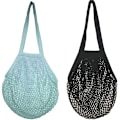 Miniatyrbillede 1 af 5: Shopping Net, Sæt med 2 Genanvendelige Foldbare Mesh Shopping Net Bomuld