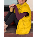Pikkukuva 5 / 5: (M) Naisten Talvi Crop Puffer Liivi Kevyt Lämmin Flysleeve Seisova Kaulus Pehmustettu Puffy Takit Takit Taskuilla