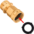 Miniatyrbillede 5 af 5: 3/4\" GHT til 1/2\" NPT haveslangeadapter, dobbelt han- og hun- messingkobling, med 8 ekstra spændeskiver