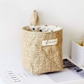 Miniatyrbillede 3 af 5: Bomulds- og linnedopbevaringskurv, 3 stk. sammenklappelig linnedopbevaringsboks, hængende opbevaringspose, til legetøj, makeup, småting, nøgler, toiletpapir