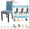 Miniatyrbilde 2 av 5: 6 stk. Stretch Stolkseter - Elegant og Slitesterk for Spisestue, Fester, Bryllup, Bursdager (Blå)