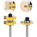 Miniatyrbillede 3 af 5: 8mm skaft Matched Tongue and Groove Cutter Set 3 tænder T-formet træskærer