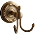 Miniatyrbillede 1 af 4: Dobbelt Krog Væghængt Retro Gul Messing Kobber Antik Bronze Frakkeholder til Badeværelsestilbehør