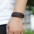 Miniatyrbild 2 av 3: Premium läderarmband [fläta] för män i brunt  olika längder