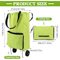 Miniatyrbillede 3 af 5: Foldbar Indkøbspose med Hjul, Foldbar Indkøbsvogn med Gummihjul, Oxford Klud Foldbar Trolley Taske, Genanvendelig Indkøbsvogn til Supermarked