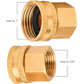 Miniatyrbillede 3 af 5: 3/4\" GHT til 1/2\" NPT haveslangeadapter, dobbelt han- og hun- messingkobling, med 8 ekstra spændeskiver