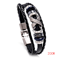 Miniatyrbillede 3 af 4: Premium læderarmbånd [flet] til mænd i sort  Forskellige længder