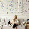 Pikkukuva 3 / 5: 12m Glitter-tähti-garland Kaksoispuolinen Hologrammipaperi-garland Koriste Paperi-garland Sopii Hääihin, Syntymäpäiville, DIY-koristeluun