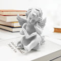 Miniatyrbillede 2 af 4: Engel harpiks have statue, smuk engel skulptur mindesmærke sta