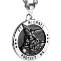 Miniatyrbild 1 av 5: Sankt Mikael Ärkeängeln Katolsk Medalj i Rostfritt Stål Amulett Pe
