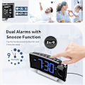 Miniatyrbillede 4 af 4: Vækkeur Radio til Soveværelse, Projektionsvækkeur med FM-radio, USB-oplader, Dobbelt Alarm, Snooze, Sleep Timer, 12/24H, Tydeligt Digitalt Ur