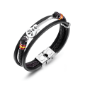 Miniatyrbild 1 av 5: Punk Läder Armband i Rostfritt Stål Rock Gitarr Armband för Män