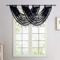 Miniatyrbilde 4 av 5: Blonder Waterfall Valance Vindusgardin Blomsterbrodert Semi Sheer Kitche