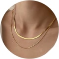 Miniatyrbillede 3 af 5: 14K Guld/Sølvbelagt Slangekæde Halskæde Sildbenskæde Guld Choker Halskæde
