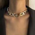 Pikkukuva 1 / 4: Kuubalainen paksu lenkkiketju Choker Unisex Punk Style Paksu Leveä Kaulakoru