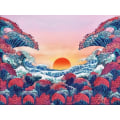 Pikkukuva 1 / 5: Gobeläng Sunset gobeläng 3D stor våg gobeläng japansk rum gobelänger