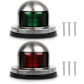 Miniatyrbillede 1 af 5: Universal 12V rustfrit stål rød+grøn LED navigationslys til