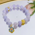 Miniatyrbillede 3 af 5: Violet Håndlavede Krystal Jade Perle Stretch Armbånd
