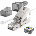 Miniatyrbilde 2 av 5: 4x CAT 6a Verktøyfri RJ45 Nettverkskontakt med LSA-tilkobling for Stive Installasjonskabler 10Gbps Skjermet LAN-Kabel Nettverkskabelkontakt Metall