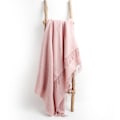 Miniatyrbillede 2 af 4: Genbrugt Bomuld Waffle Struktureret Almindelig Pled til Stol, Sofa, Couch, Blush Pink (130 x 170 cm)