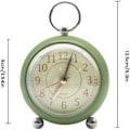 Miniatyrbilde 5 av 5: (Grønn) Retro Analog Alarmklokke, Dobbel Klokke, Ikke-Tikkende Klokke, V