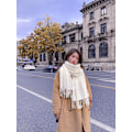 Miniatyrbillede 3 af 3: Sjal Efterår Kvinder Mænd 200 * 70 CM Vinter Silkeblød Elegant Blød Shawl til Bryllup Fest Aften, Hvid