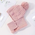 Miniatyrbild 2 av 5: Dam vintermössa one-piece ullfoder stickad mask set rosa