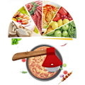Pikkukuva 4 / 4: 2 kirvestyyppistä pizzaleikkuria bambukahvoilla ja terävillä pyörivillä terillä