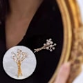 Miniatyrbillede 1 af 5: Krystalblomst Bladbuket Klynger Brosche Pin Til Kvinder Guld Til